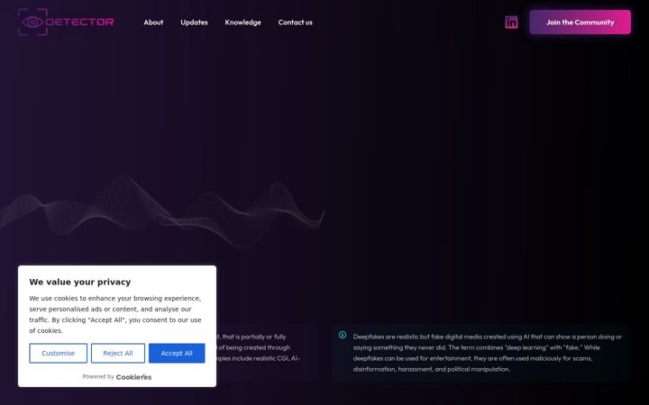 Ekrānuzņēmums no detector-project.eu