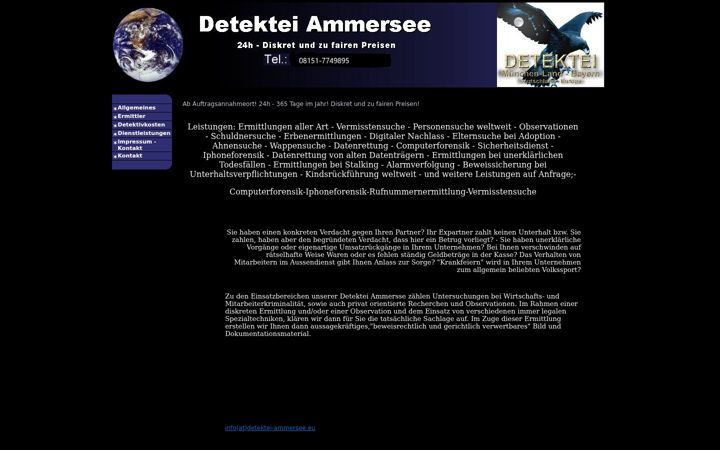 Screenshot of detektei-ammersee.eu
