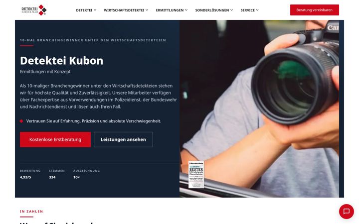 Ekrānuzņēmums no detektei-kubon.de