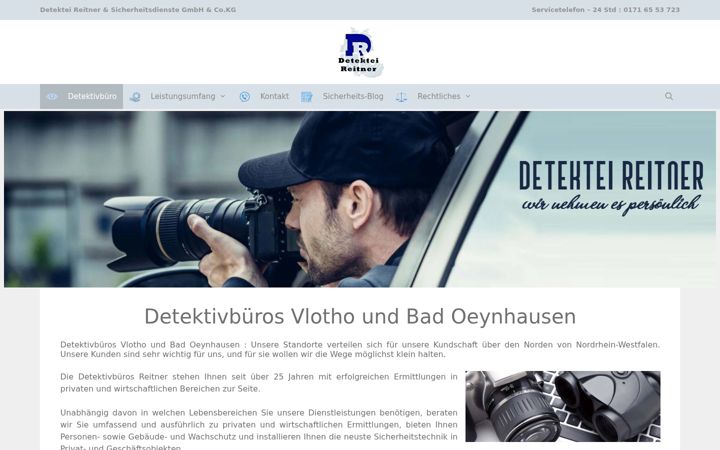 Ekrānuzņēmums no detektei-reitner.de