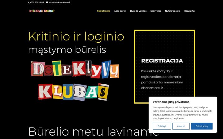 Screenshot ta' detektyvuklubas.lt
