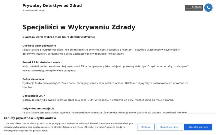 Captură de ecran a detektyw-zdrady.com.pl