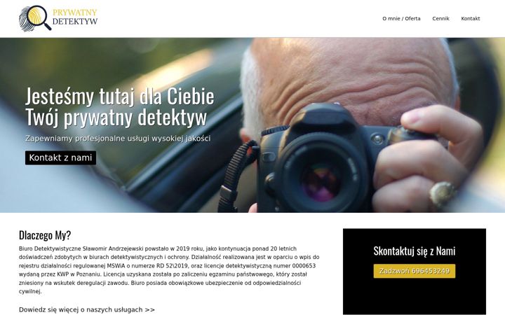 Captură de ecran a detektywandrzejewski.pl