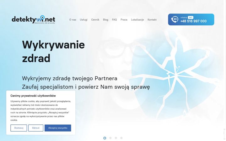 Captură de ecran a detektywi.net