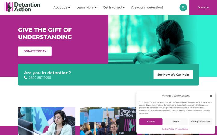 Ekrano kopija detentionaction.org.uk