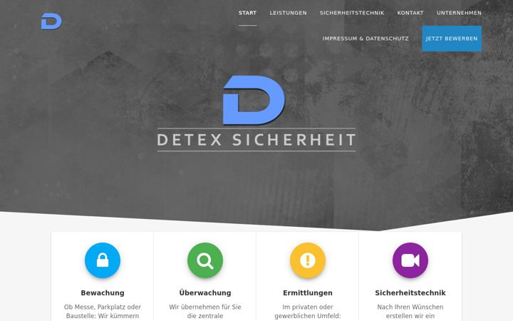 Captură de ecran a detex-sicherheit.de