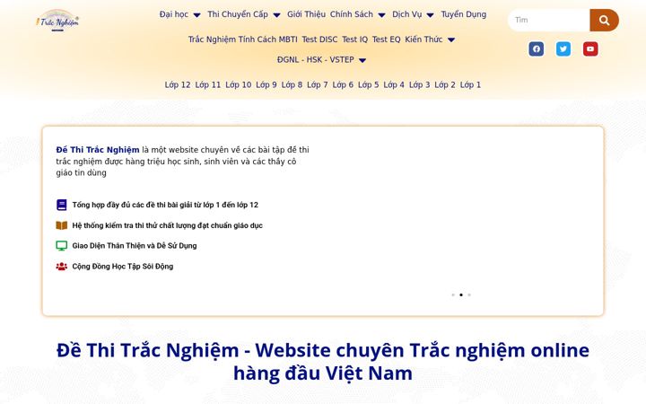 Screenshot ta' dethitracnghiem.vn