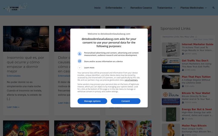 Screenshot of detodosobrelasaludascg.com