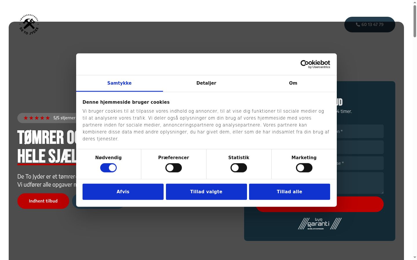 Captura de ecrã do banner de consentimento apresentado antes de qualquer interação