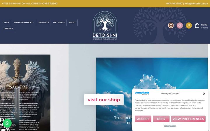 Screenshot di detosini.co.za