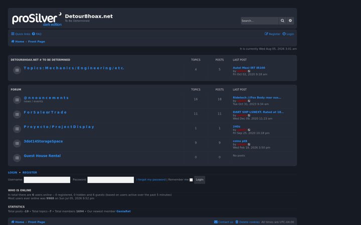 Captură de ecran a detour8hoax.net
