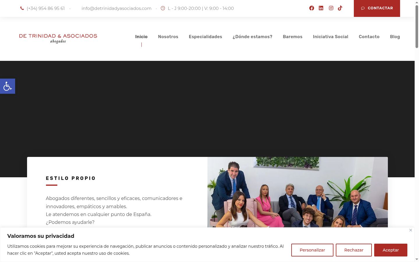 Screenshot of the consent banner shown before any interaction
