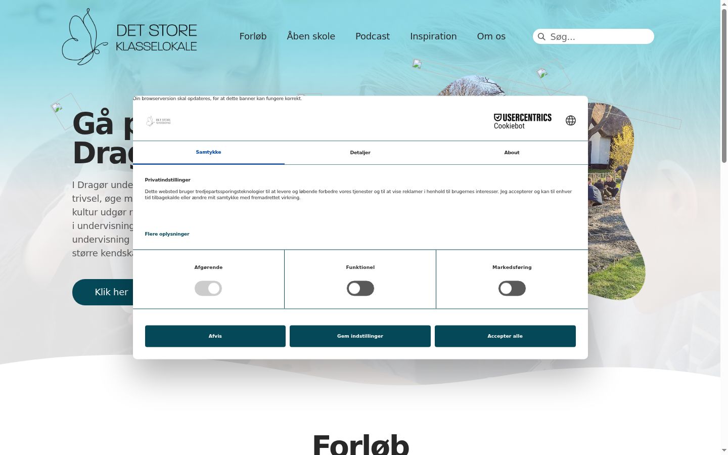 Kuvakaappaus suostumusbannerista, joka näytettiin ennen mitään vuorovaikutusta