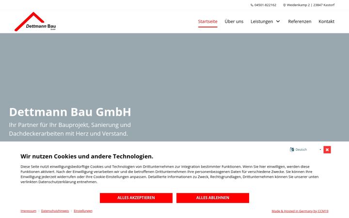 Posnetek zaslona dettmannbau-gmbh.de