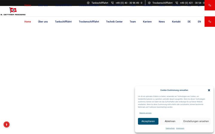 Posnetek zaslona dettmer-reederei.de