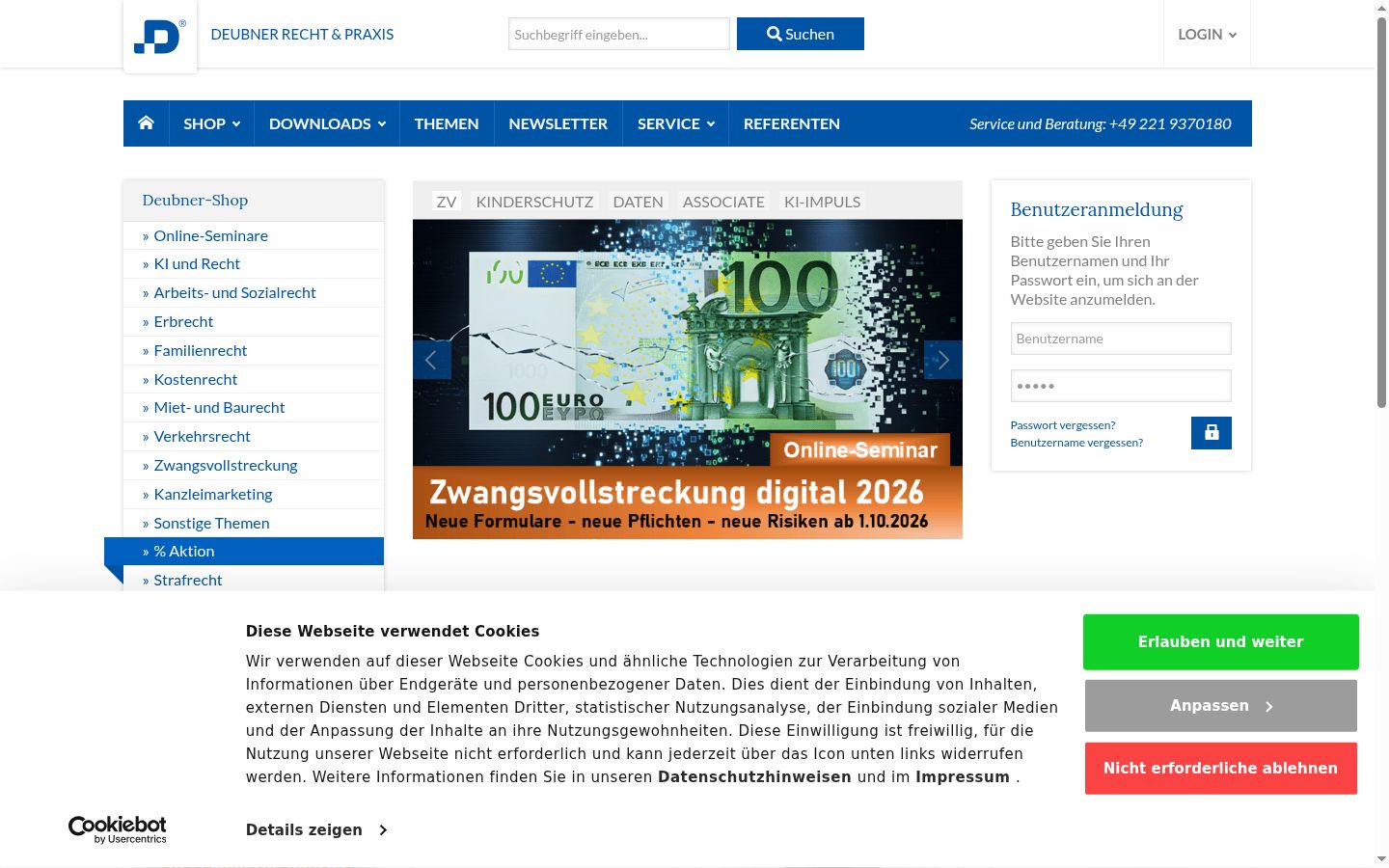 Screenshot del banner di consenso mostrato prima di qualsiasi interazione