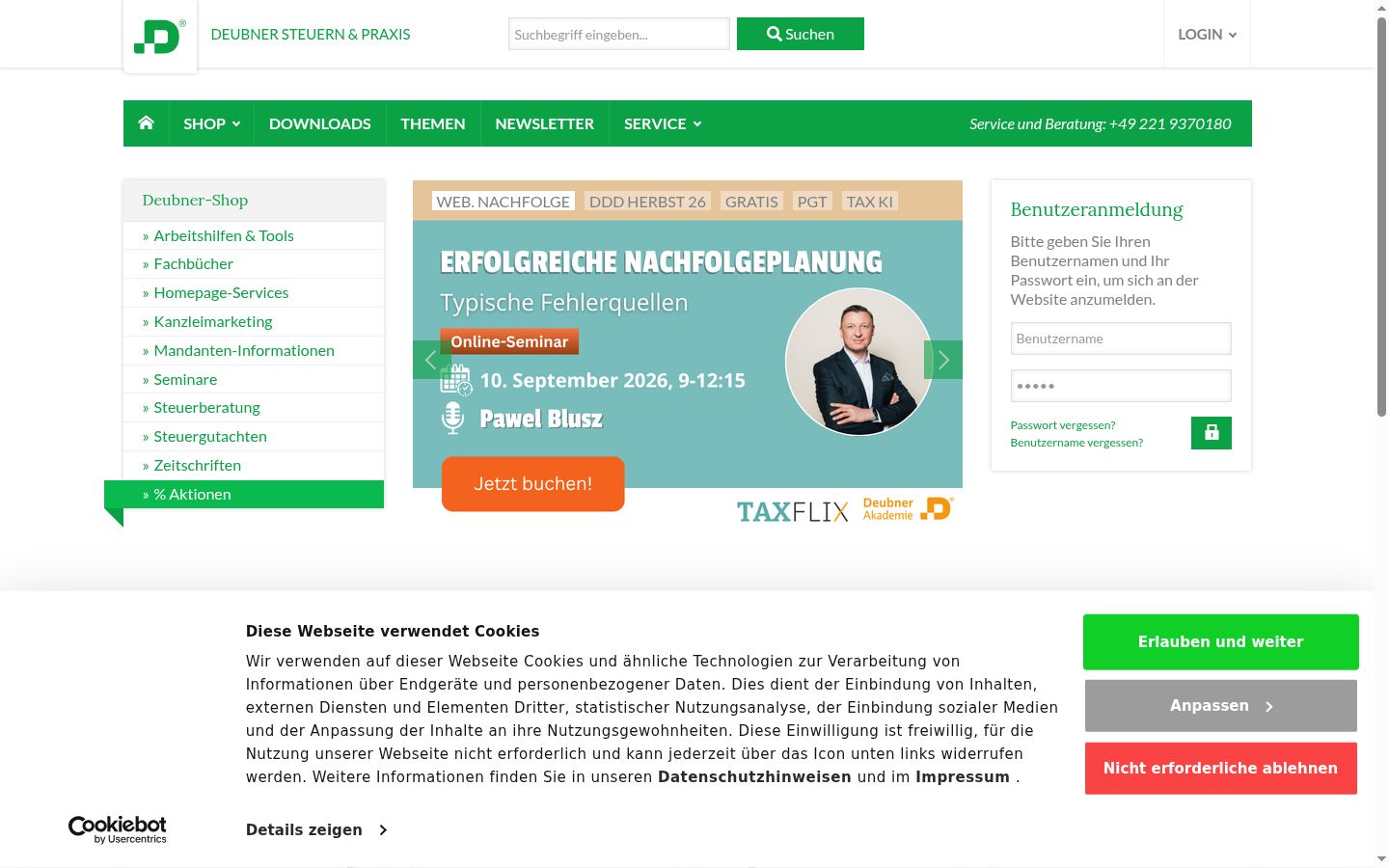 Screenshot del banner di consenso mostrato prima di qualsiasi interazione