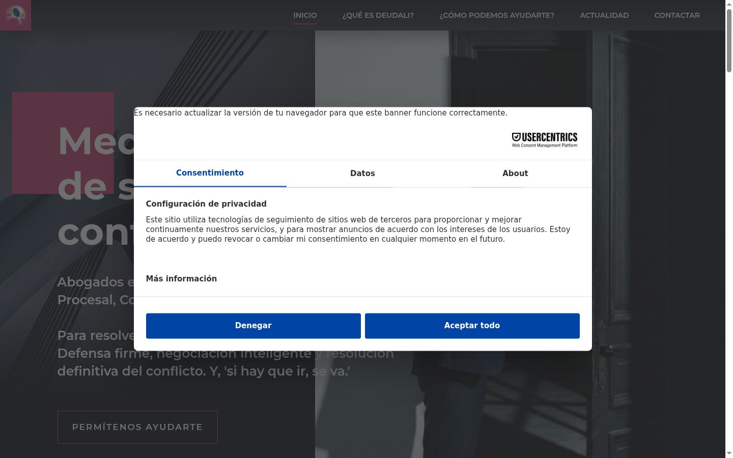 Screenshot of the consent banner shown before any interaction