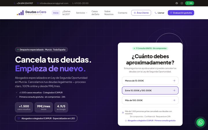 Screenshot ta' deudasacero.es