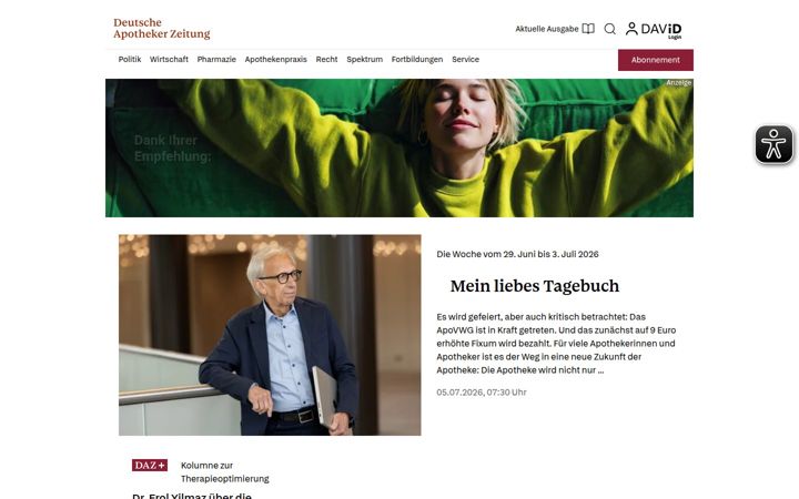 Screenshot of deutsche-apotheker-zeitung.de