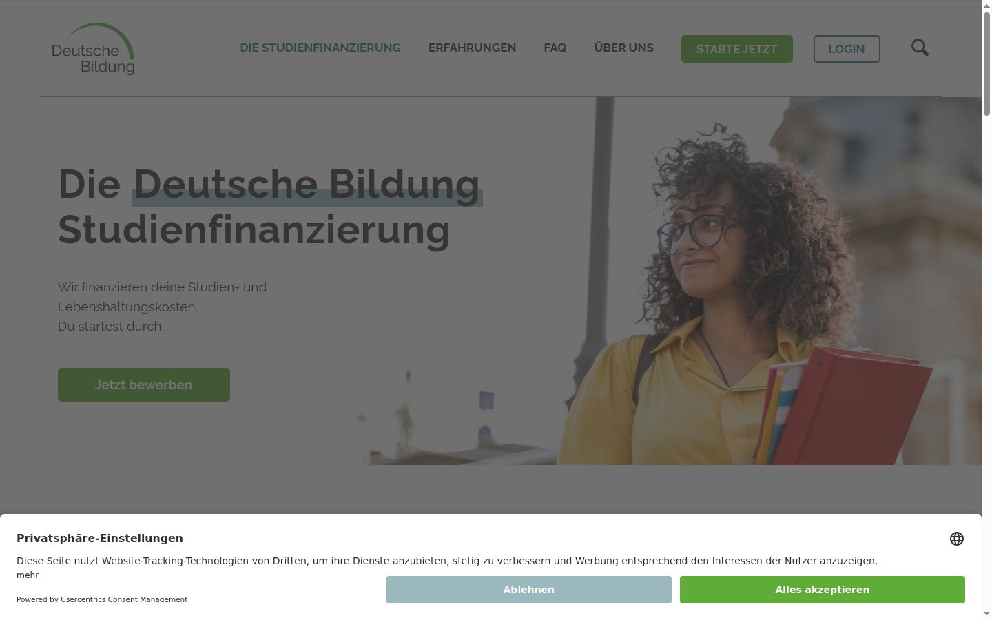 Screenshot of the consent banner shown before any interaction