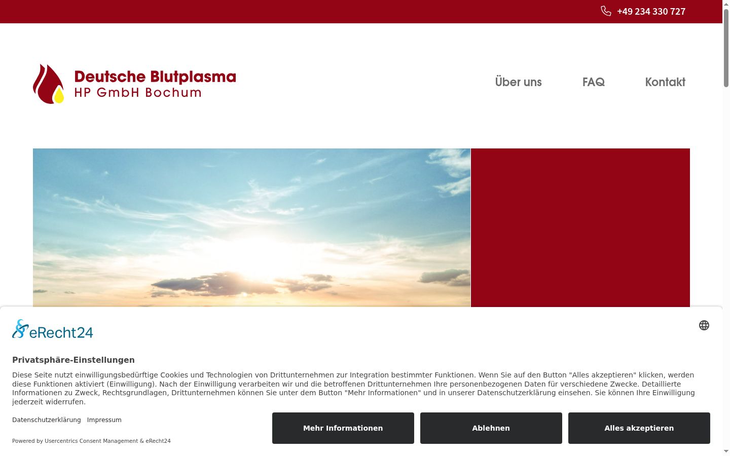 Screenshot of the consent banner shown before any interaction