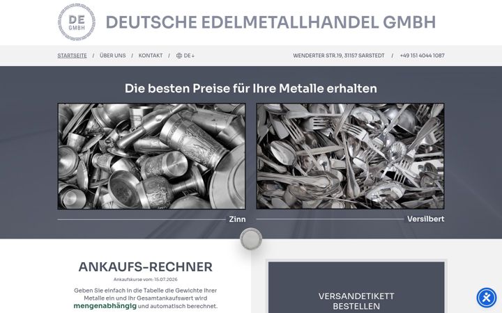 Captura de ecrã de deutsche-edelmetallhandel-gmbh.de