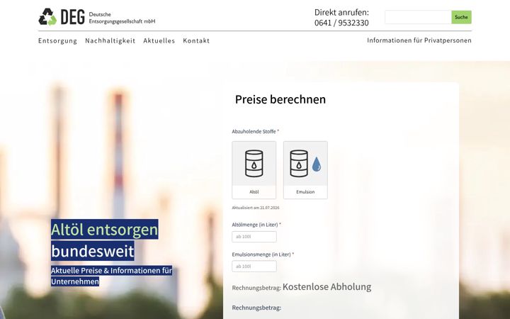 Screenshot of deutsche-entsorgungsgesellschaft.de