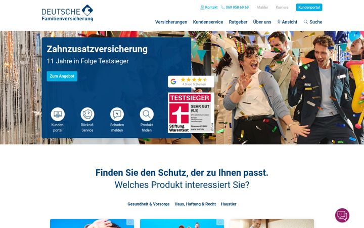 Ekrānuzņēmums no deutsche-familienversicherung.de