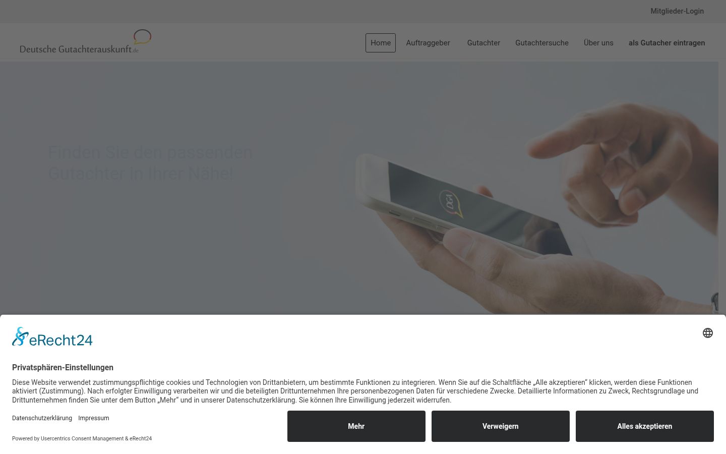 Screenshot del banner di consenso mostrato prima di qualsiasi interazione