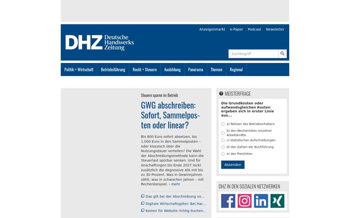 Screenshot of deutsche-handwerks-zeitung.de