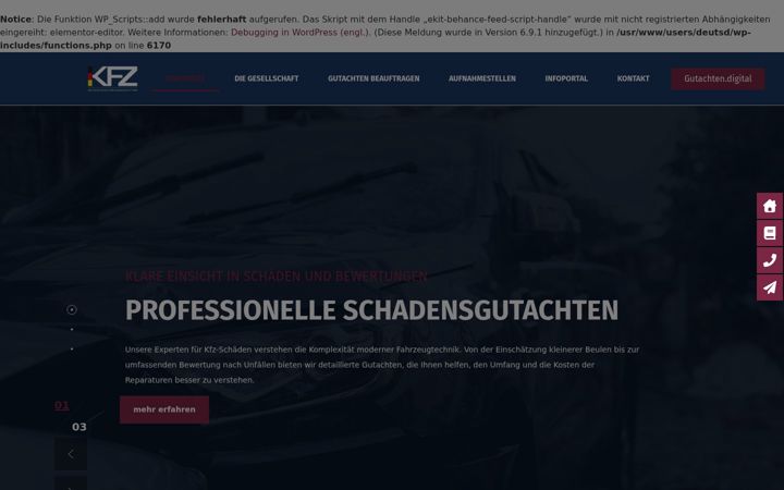 Ekrano kopija deutsche-kfz-gutachten.de