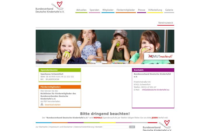 Screenshot of deutsche-kindertafel.eu