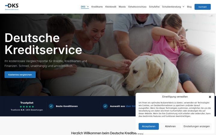 Posnetek zaslona deutsche-kreditservice.de
