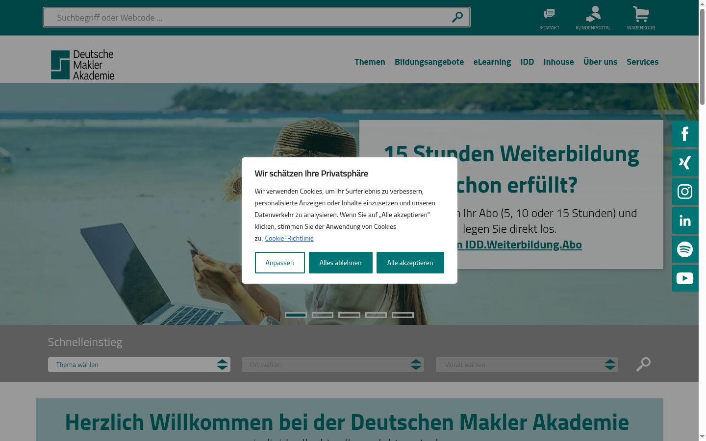 Screenshot of the consent banner shown before any interaction