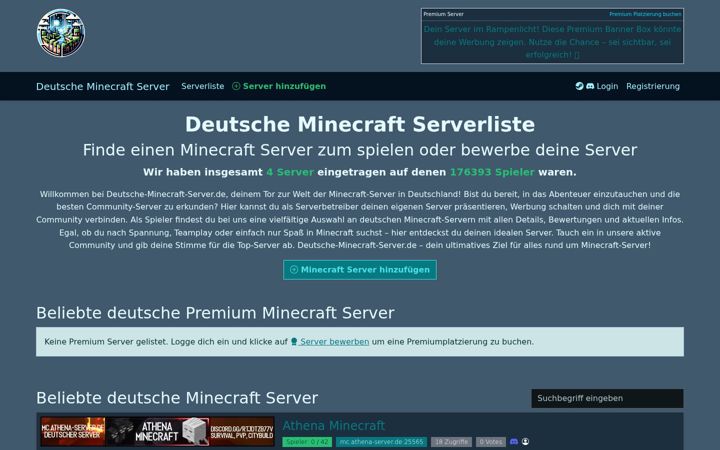 Ekrano kopija deutsche-minecraft-server.de