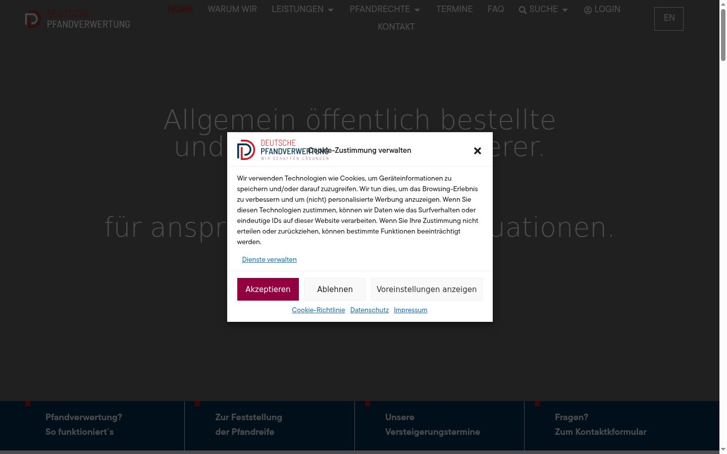 Screenshot del banner di consenso mostrato prima di qualsiasi interazione