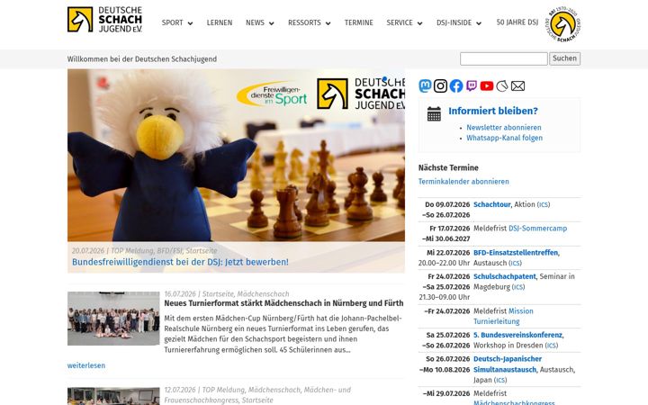 Screenshot of deutsche-schachjugend.de
