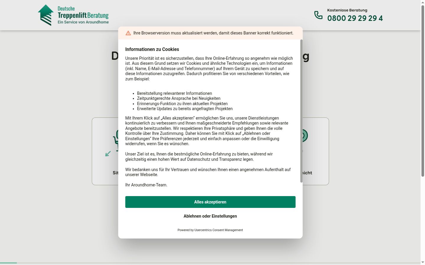 Screenshot of the consent banner shown before any interaction