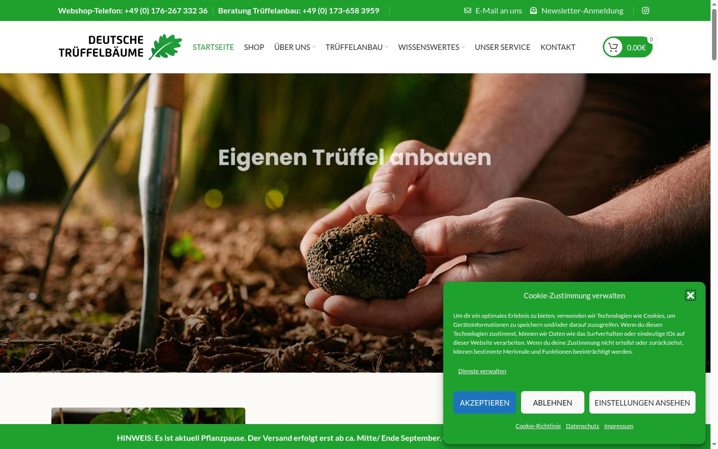 Screenshot of the consent banner shown before any interaction