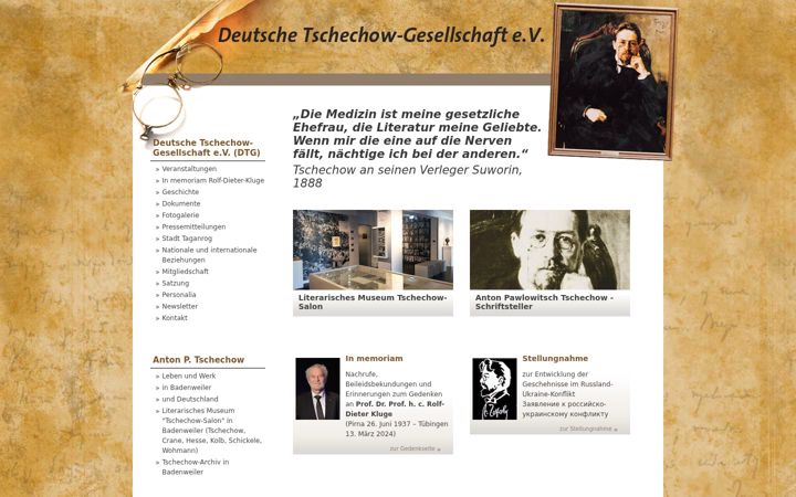 Screenshot of deutsche-tschechow-gesellschaft.de