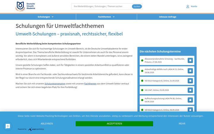 Screenshot of deutsche-umweltakademie.de