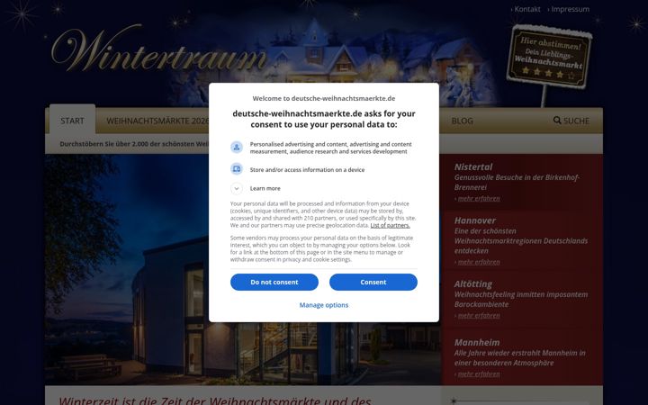 Screenshot of deutsche-weihnachtsmaerkte.de
