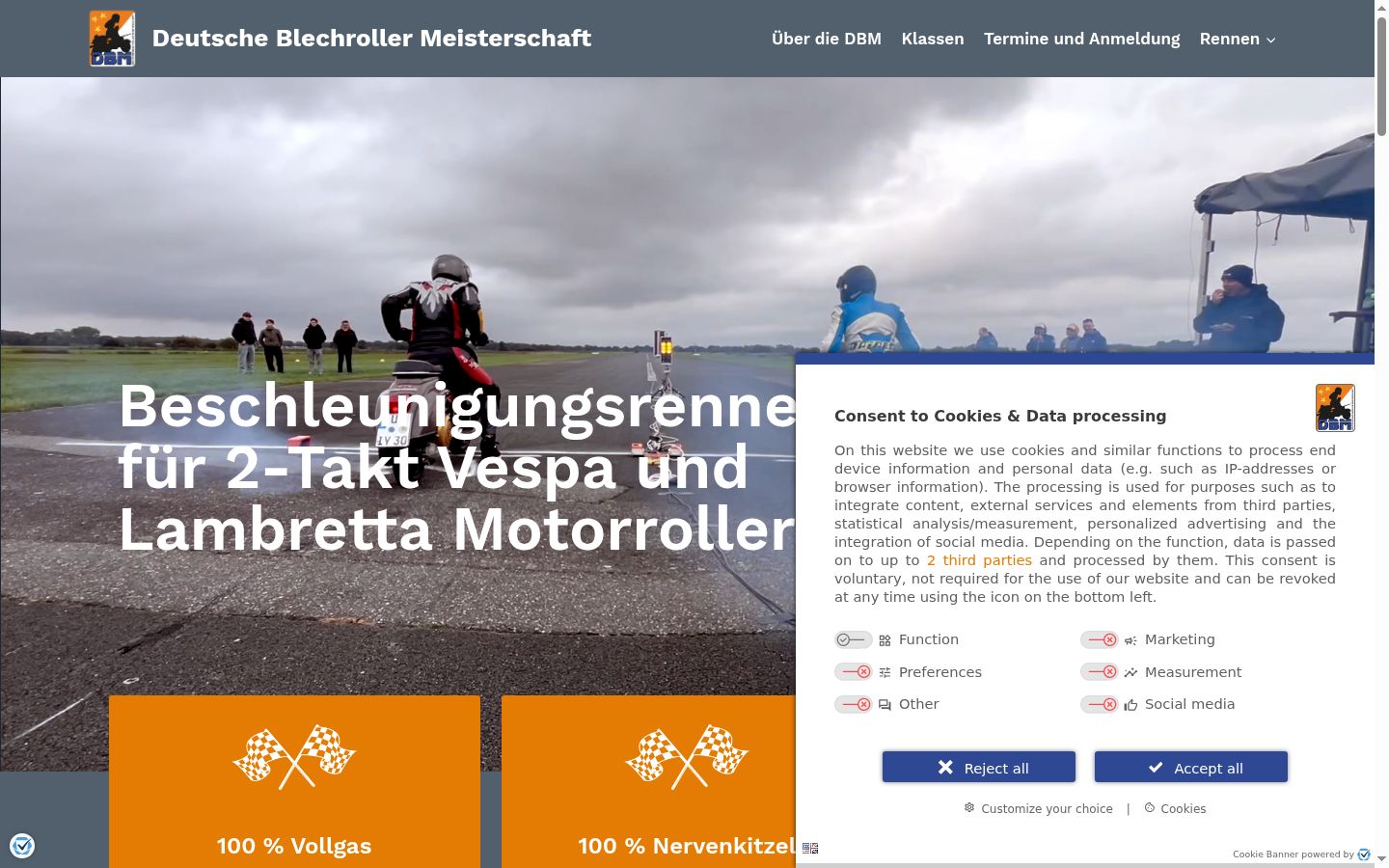 Screenshot of the consent banner shown before any interaction