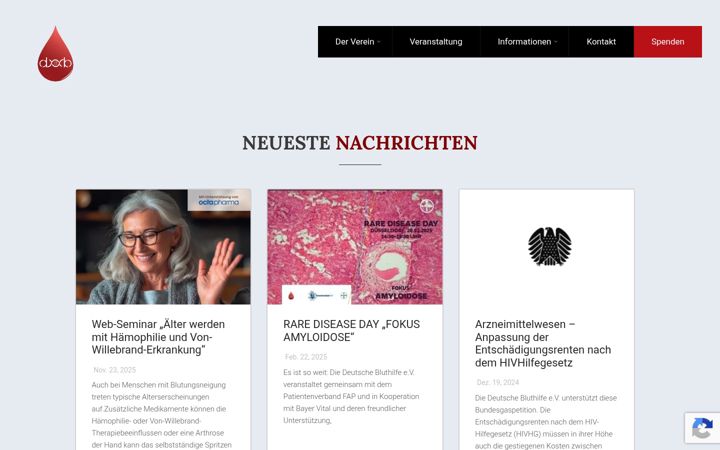 Screenshot of deutschebluthilfe.com
