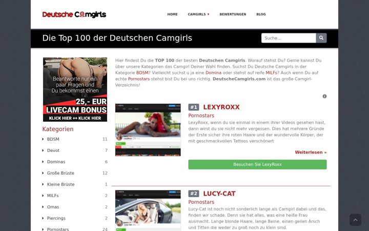 Screenshot of deutschecamgirls.com