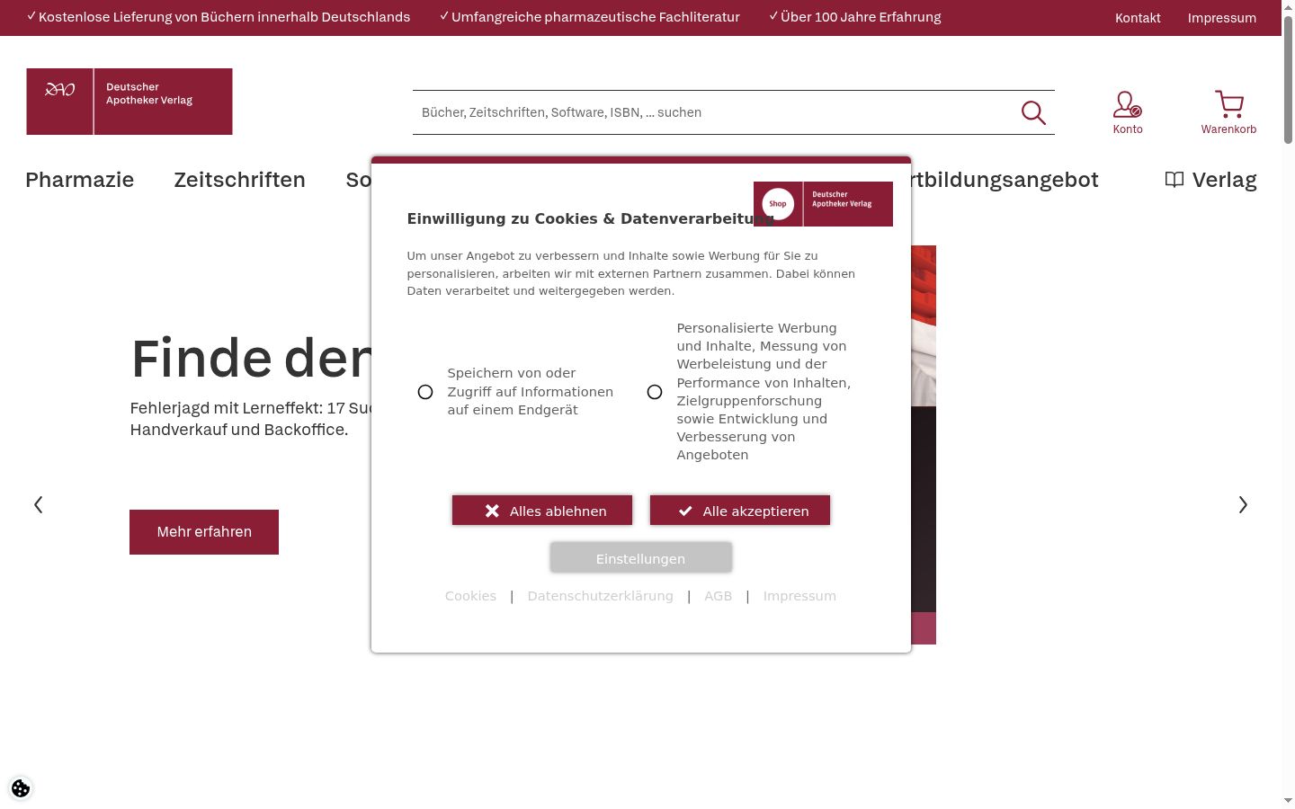 Zrzut ekranu banera zgody wyświetlanego przed jakąkolwiek interakcją