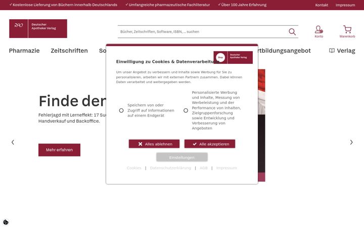 Kuvakaappaus sivustosta deutscher-apotheker-verlag.de