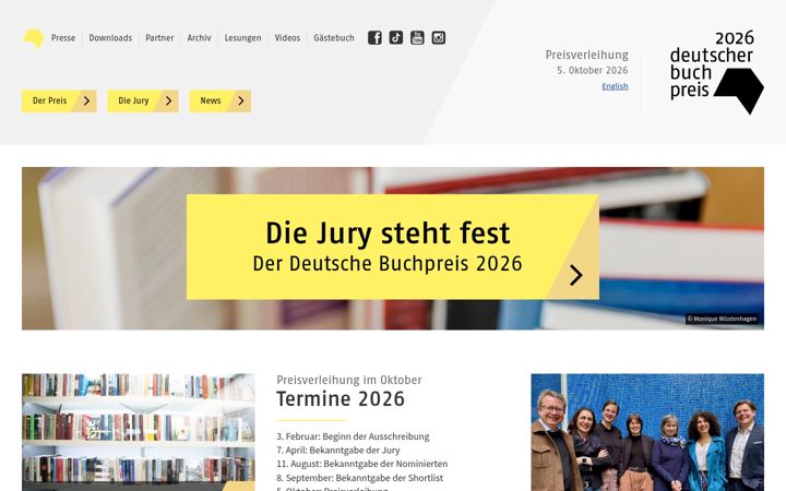 Screenshot of deutscher-buchpreis.de