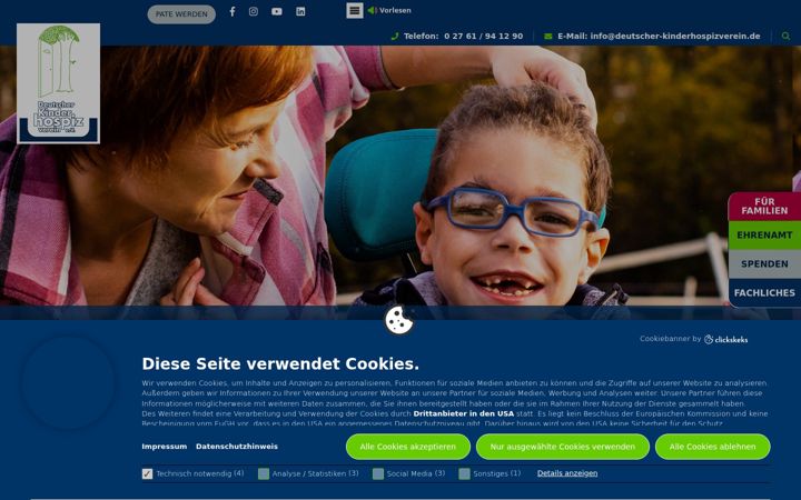 Screenshot of deutscher-kinderhospizverein.de